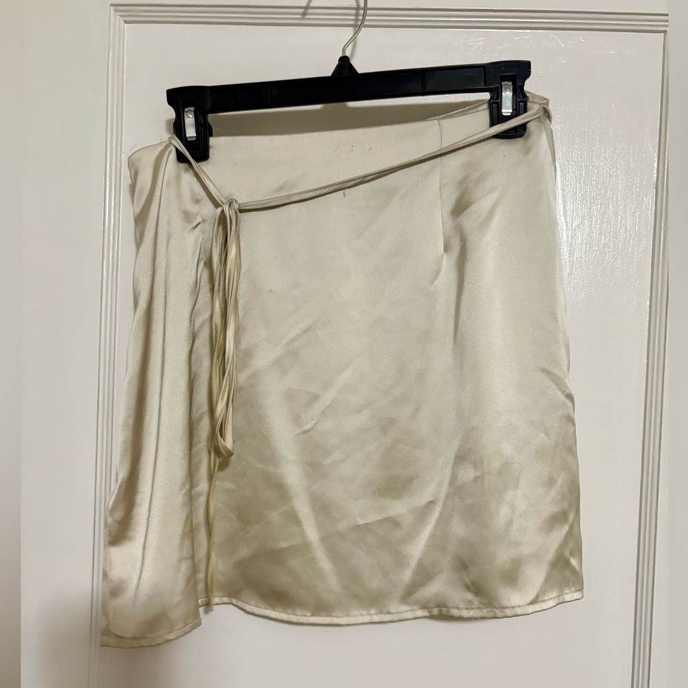 Sincerely Jules Cream Silk Mini Skirt
